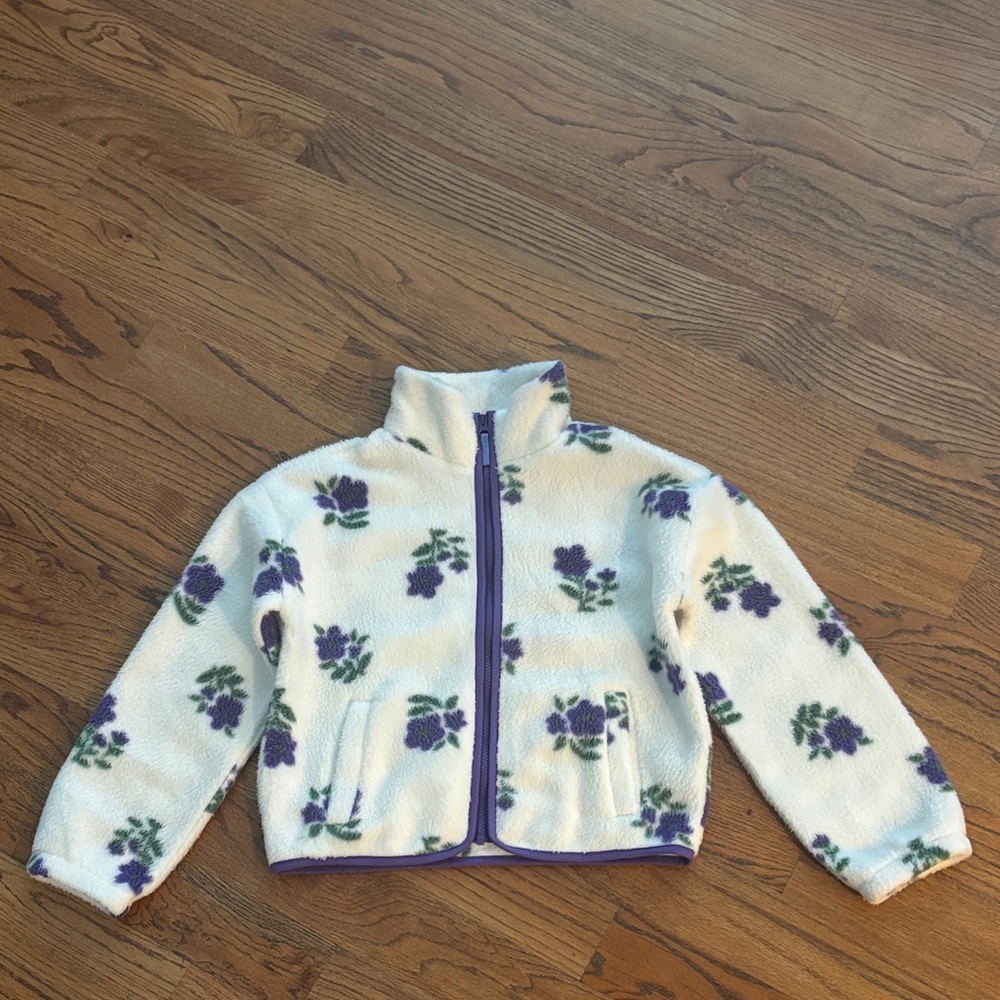 Crewcuts Floral Fleece Jacket with Purple Flowers